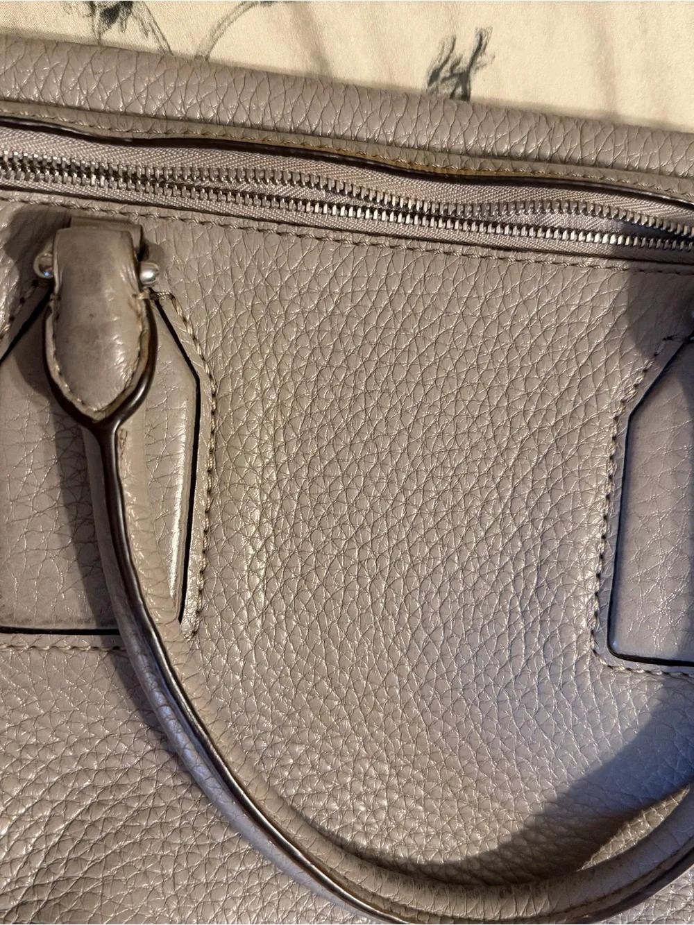 Michael Kors Pebbled Leather Satchel in Taupe